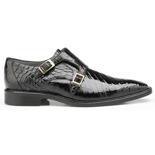Belvedere "Oscar" Black Genuine Snake / Soft Calf Casual Sneakers 33042